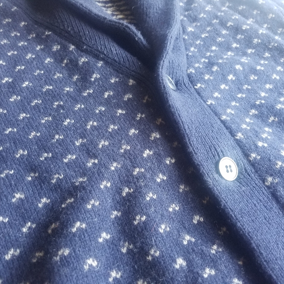 J Crew 100% Lambswool Cardigan Sweater Large Navy - Picture 6 of 6